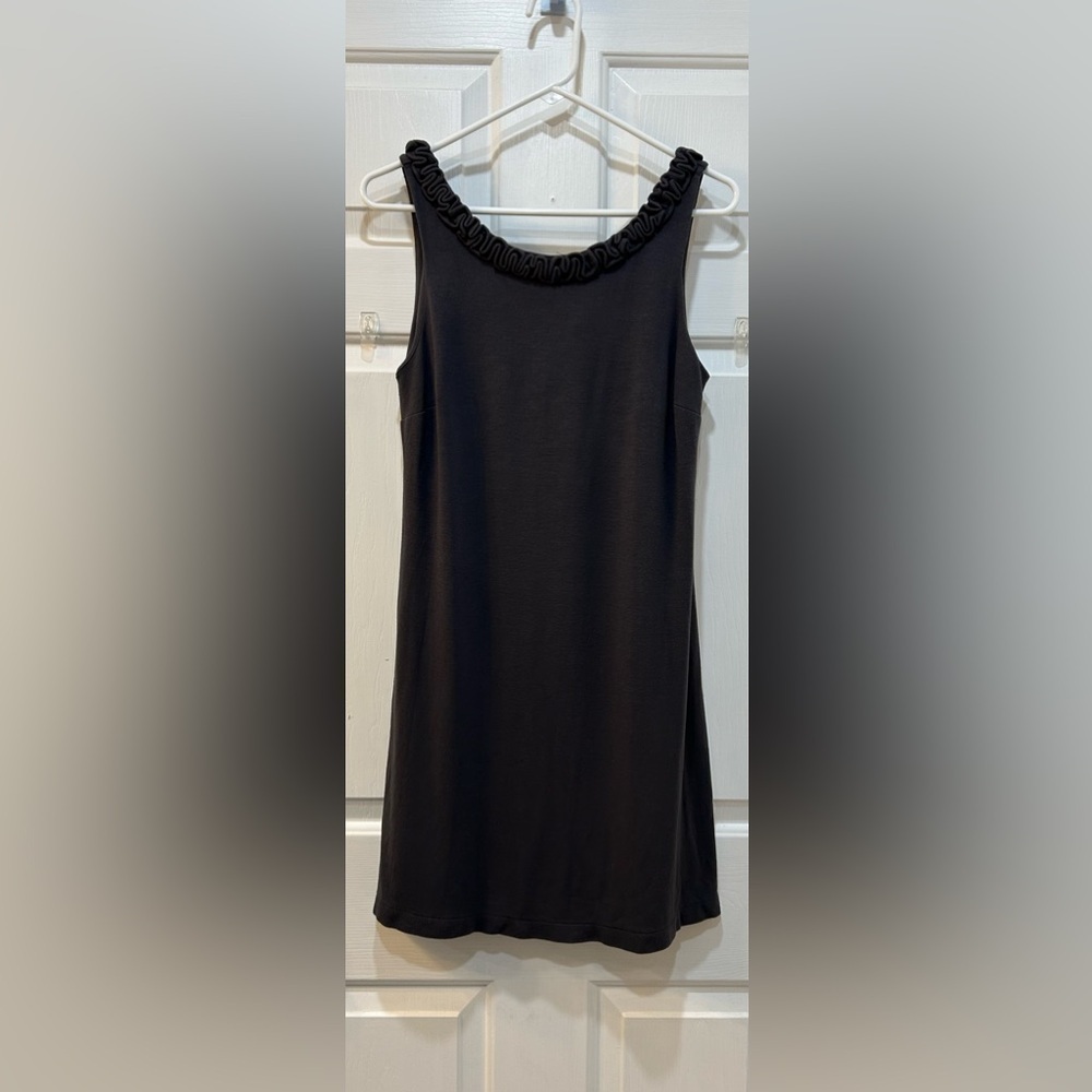 J. Crew Jersey Knit Sleeveless Mini Dress Ruffle Neckline Preppy Casual Short M